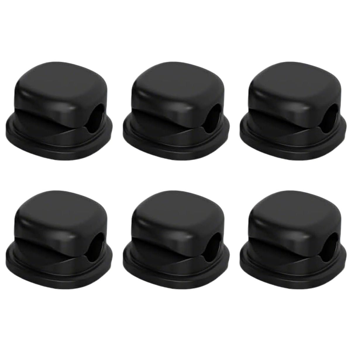 Uanqfegy 6Pcs Adhesive Rotatable Cord Organizer - Cable Clips for Phone Chargers Nightstand Home Office Car (Black)