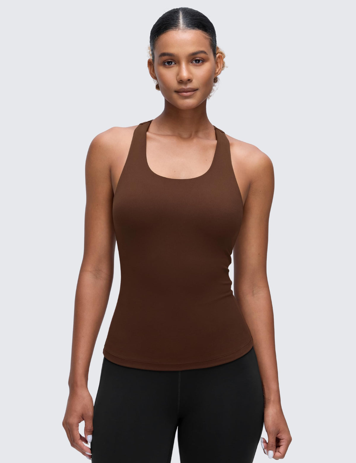 CRZ YOGA Butterluxe Racerback Tank Tops Lava Brown Medium