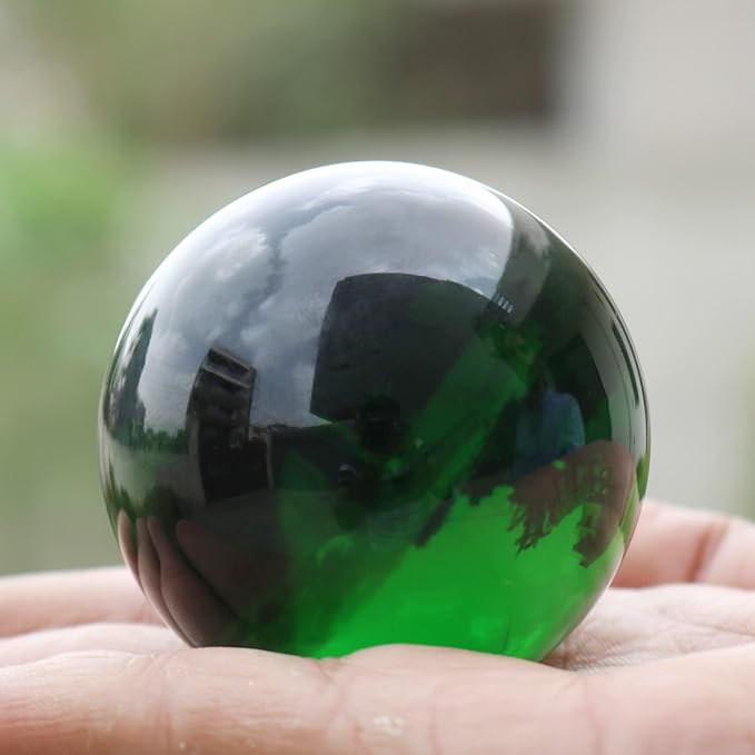 GEMHUB Natural Polished Green Obsidian Crystal Sphere Reiki Chakra Gemstone Ball for Home Decoration and Feng Shui