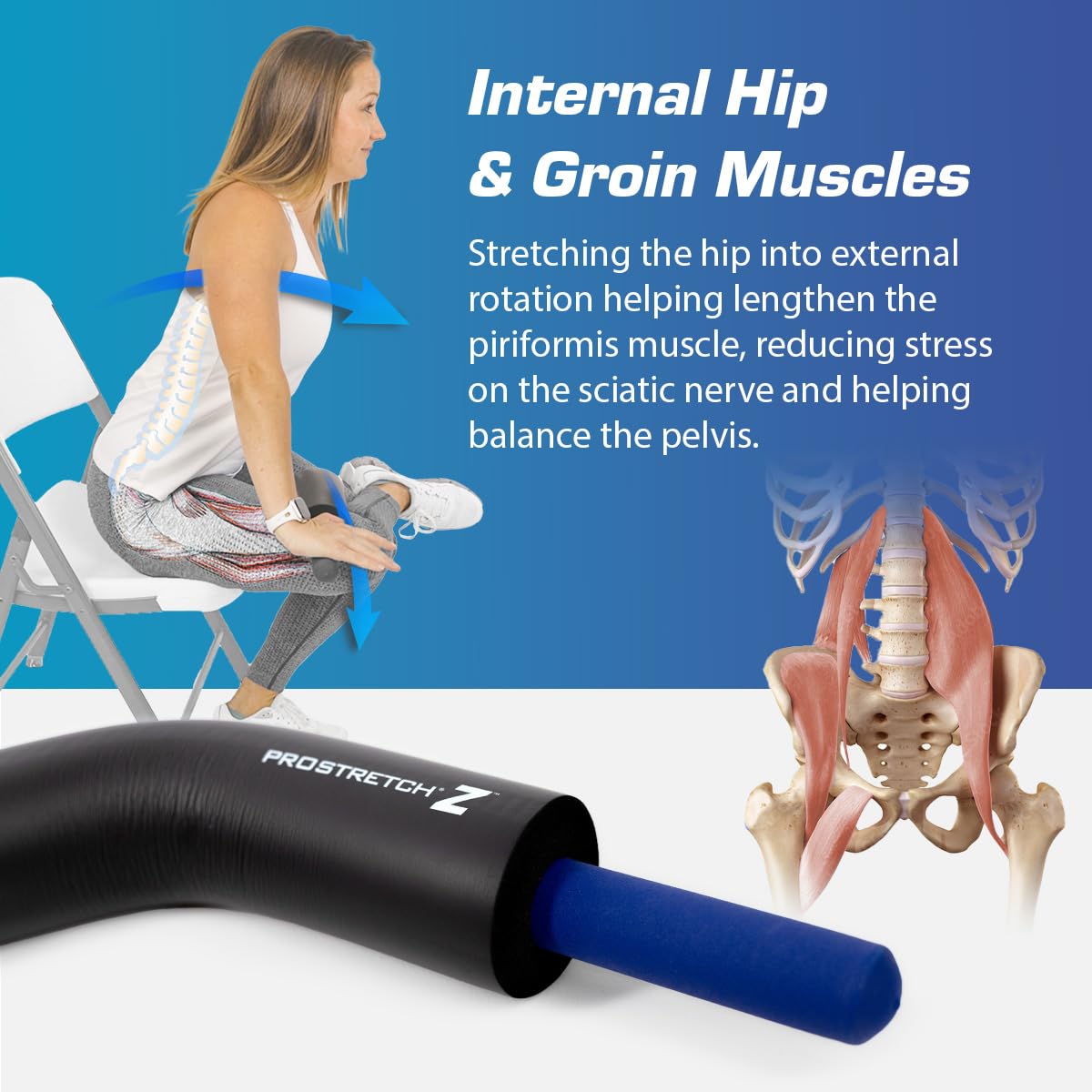 ProStretch Z, Innovative Stretching and Alignment Device to Enhance Flexibility and Range of Motion in Hip Flexors, Piriformis, Glutes, and Lower Back for Pain Relief