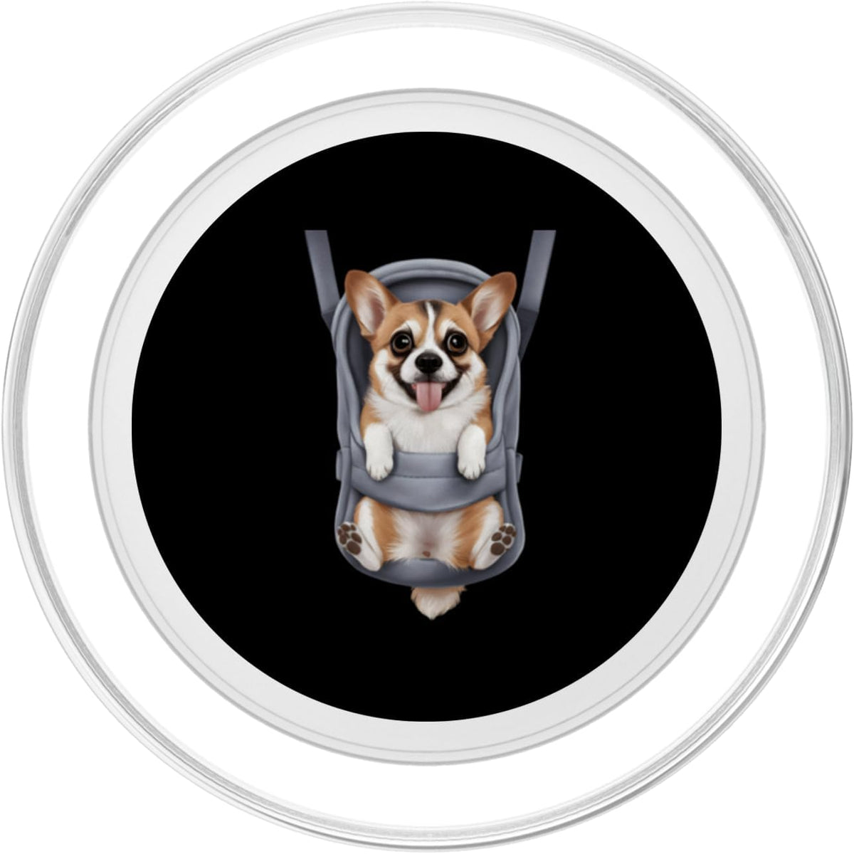 Corgi Puppy Lover PS Funny Corgi Puppy In A Baby Carrier. Dog Lover PopSockets PopGrip for MagSafe