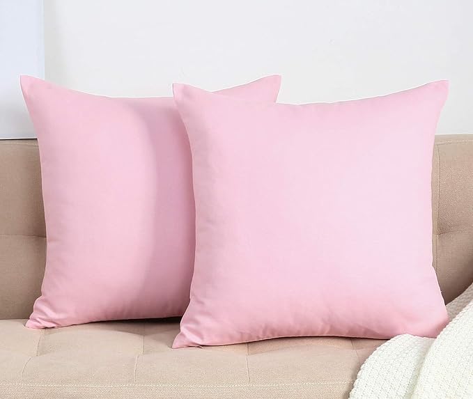 TangDepot Handmade Decorative Solid 100% Cotton Canvas Throw Pillow Covers/Pillow Shams, (12"x12", Salmon Pink)