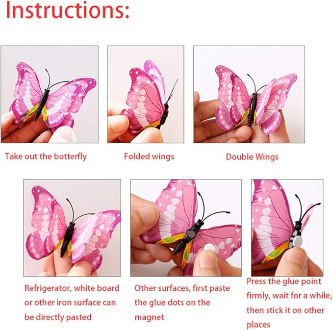 Somotersea 24Pcs 3D Butterfly Wall Decor - Removable Butterfly Decoration for Girls Room & Birthday Party - Blue