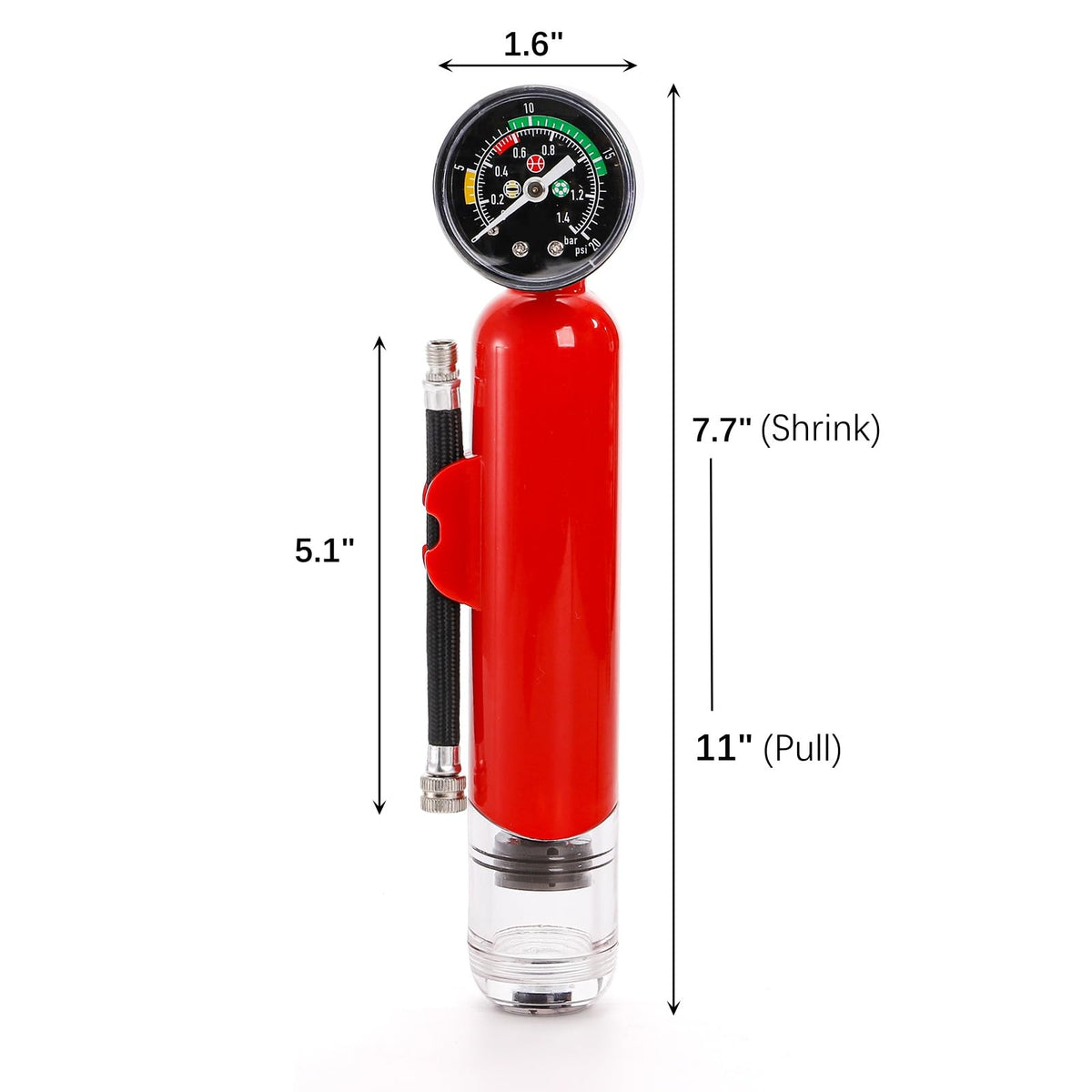 Lawei Ball Pump with Pressure Gauge, Dual Action Sports Ball Compact Pump with Needles and Nozzles, Portable Air Hand Pumps Little Pumps for Basketball, Football, Soccer Ball, Rugby, Volleyball, Red
