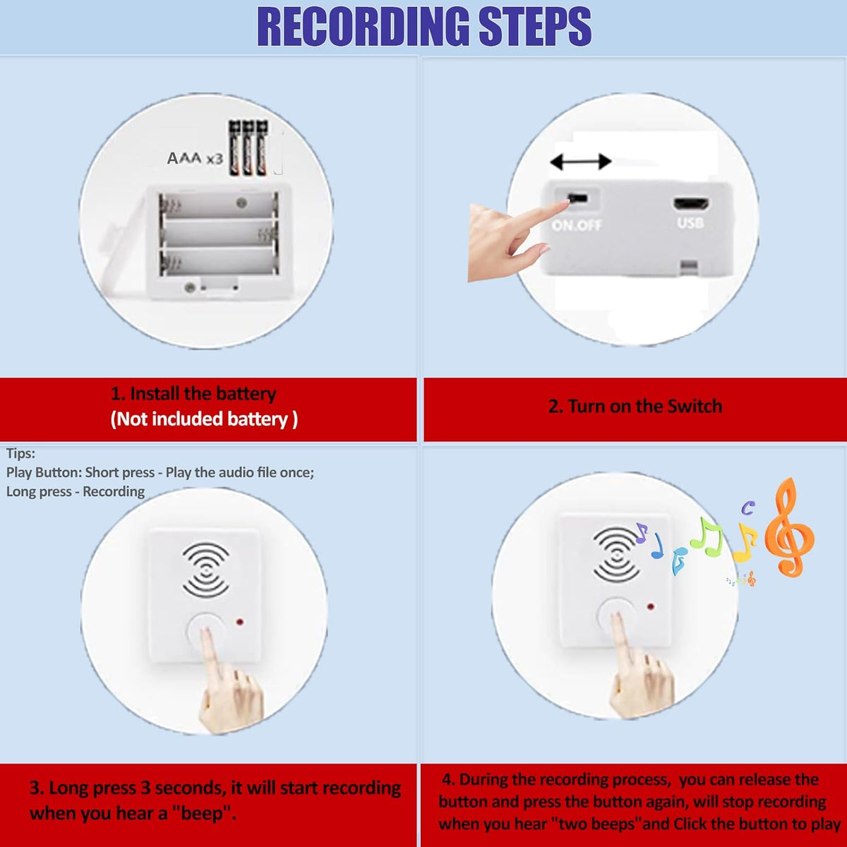 XLW 16 Minutes Voice Recorder for Stuffed Animals,Voice Box for Recordable Presents Button Sound Box for Crafters