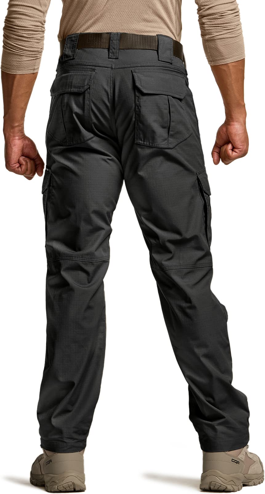 CQR Men's Tactical Pants, Water Resistant Ripstop Cargo Pants, Lightweight EDC Work Hiking Pants, Outdoor Apparel, Duratex Mag Pocket Black, 38W x 34L