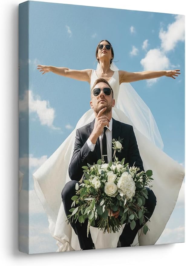 Canvro Custom Canvas Prints with Your Photos, Frameless Canvas Wall Art, Personalized Picture Print, Custom Photo Gifts for Family, Pets, Birthday, Anniversary, Home Décor (16" L x 12" W)