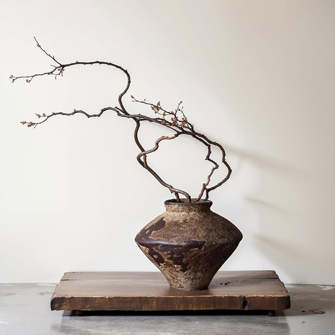 Wabi Sabi Rusty Vintage Vase, 6.1" Tall Wabi Sabi Decor Rustic Farmhouse Pottery Vase for Centerpiece, Textured Pottery Flower Vases for Home Decorative, Table, Living Room, Bedroom, Bathroom, Kitchen