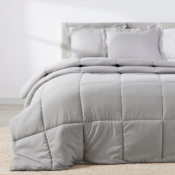PeachSkinSheets Night Sweats: The Original 1500TC Soft Super Twin/XL Twin Oversized Comforter Set Brushed Silver