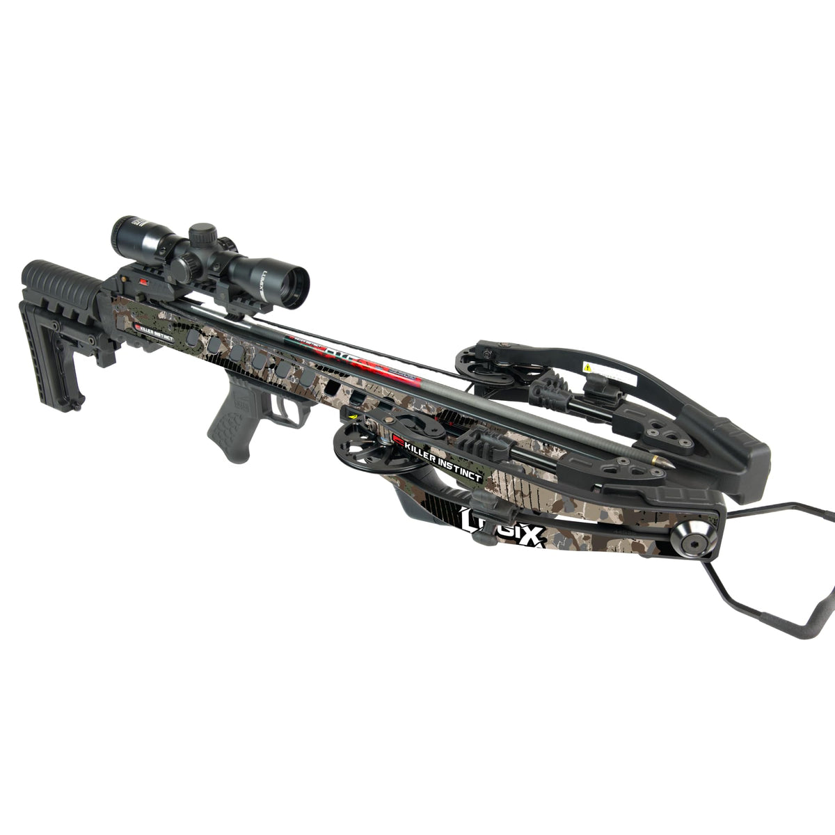 Killer Instinct LOGIX 435 Crossbow Kit 435 FPS 210 LB Draw Weight - LET-Down DE-Cocking Triggerbox with X CAM System and Illuminated 4x32 Scope