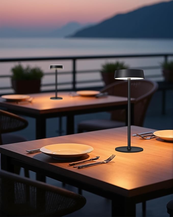 Cordless Lamp, Outdoor Waterproof, Dimmable Touch Control 3 Color Temperature, Battery Operated Portable, RGB, LED Memory Function, Rechargeable Table Lmap, Desk Lamp, Patio Dinning Restaurant Kitchen