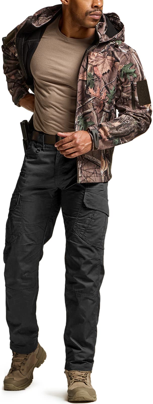 CQR Men's Tactical Pants, Water Resistant Ripstop Cargo Pants, Lightweight EDC Work Hiking Pants, Outdoor Apparel, Duratex Mag Pocket Black, 38W x 34L