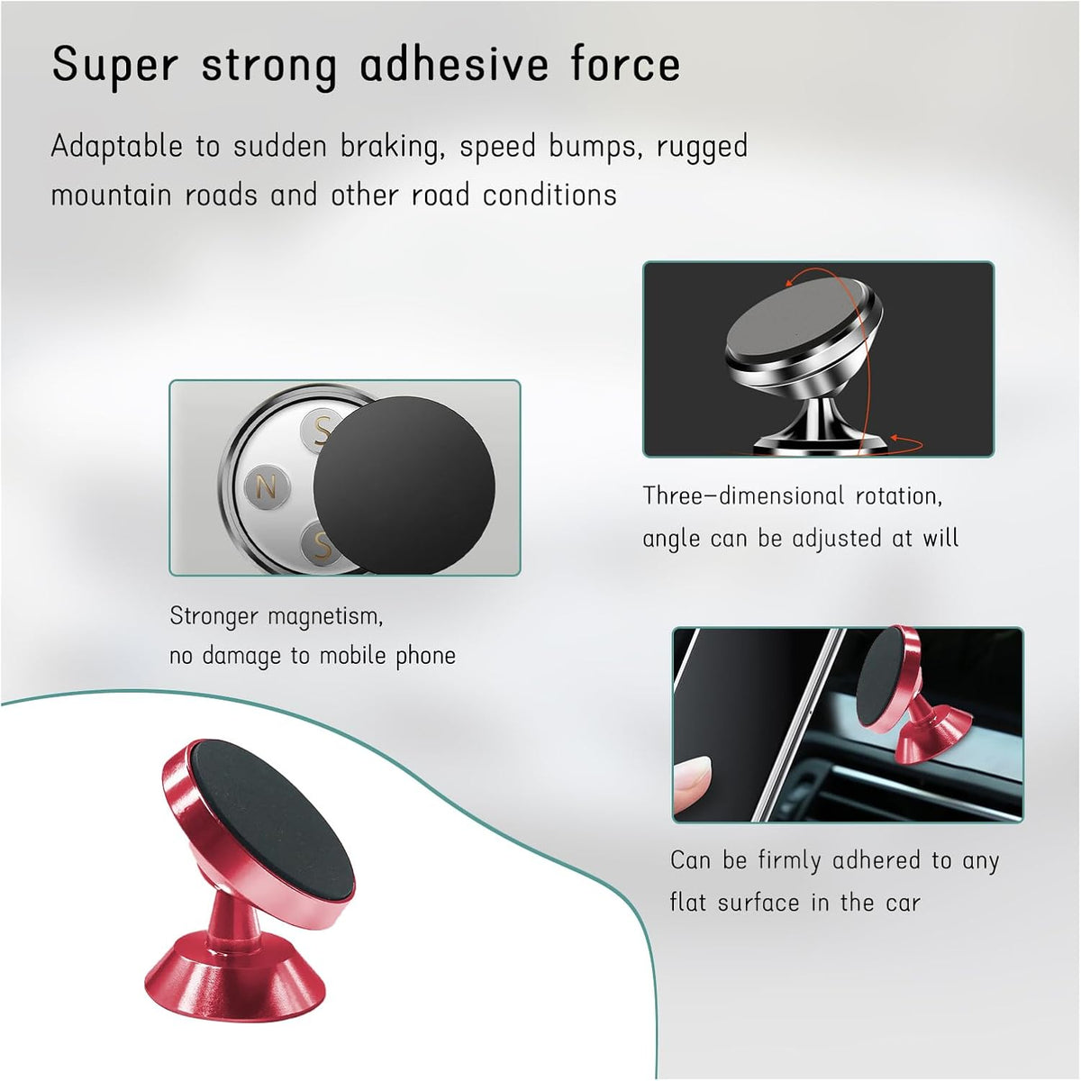 Augeny 360 Car Magnetic Phone Holder, Degree Adjustable Strong Magnet Cell Phone Holder Mount for Auto Dashboard