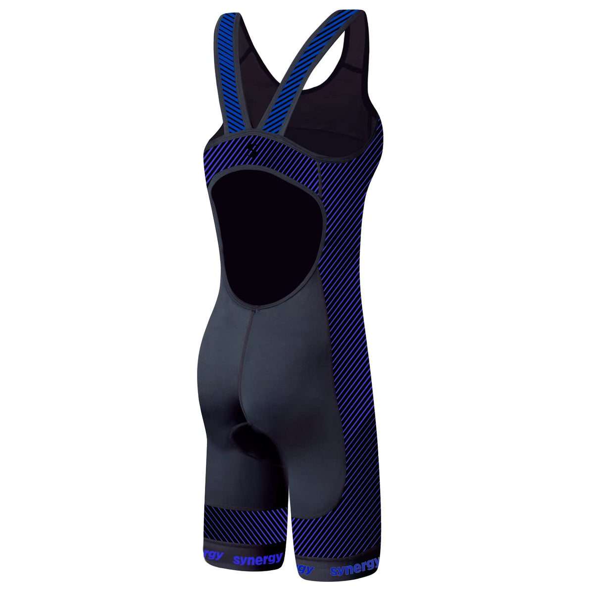 Synergy Women's Tri Suit - One Piece Triathlon Open Back Trisuit (Black/Citrus Lime, X-Small)