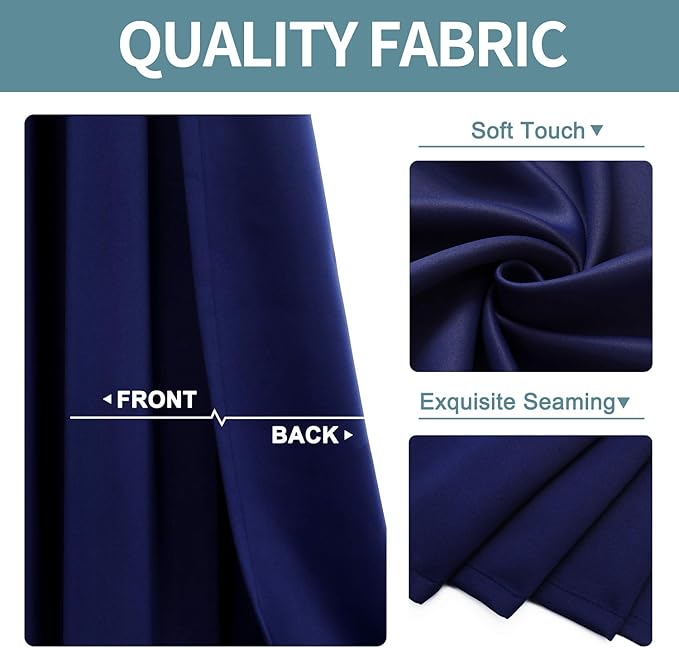 ChrisDowa Blackout Curtains 80 Inches Long 2 Panels Set for Living Room, Grommet Thermal Insulated Room Darkening Curtains for Bedroom (Navy Blue, 52 x 80 Inch)