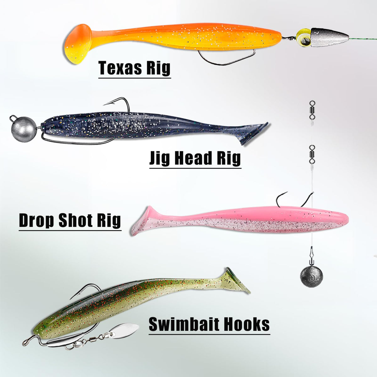 Balifly Paddle Tail Swimbaits FS/RE-10(Color N,7cm,50pcs)