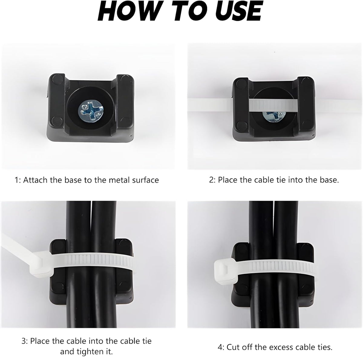 WGYKLRL 20Pcs 100 (22mm) Magnetic Zip Tie Mount and Nylon Cable Ties, Magnetic Cable Clips, Multi-purpose Cable Tie