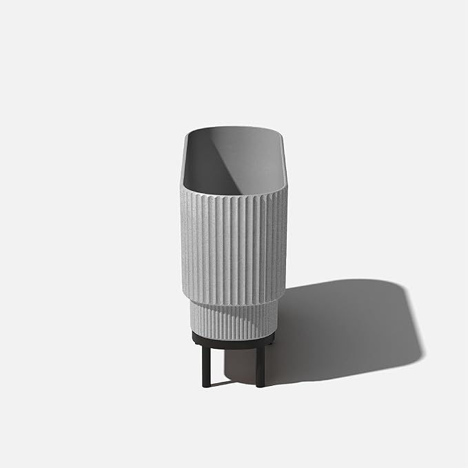 Veradek Demi Series Raised Long Planter for Indoor/Outdoor Use | Made from Plastic & Stone w/Wooden Stand | Modern Patio Décor for Flowers/Shrubs