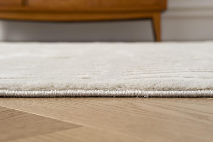 Revival Rugs Shell 5'3"x7'10" Washable Area Rug for Living Room Bedroom - 100% Recycled Oeko-TEX Certified, Medium Pile, Beige, Cream