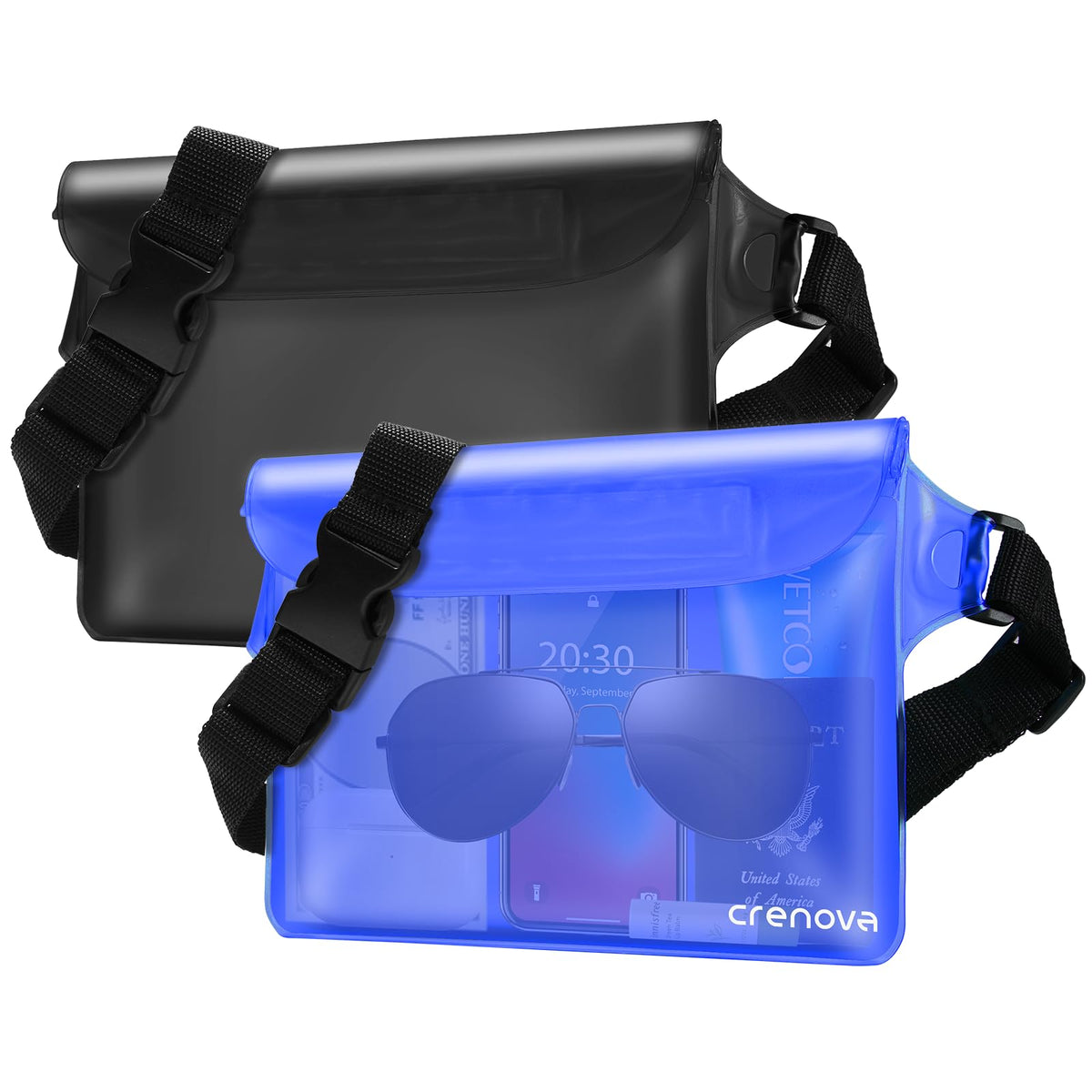 Waterproof Bag Fanny Packs for Women, Cruise Vacation Essentials Waterproof Pouch for Phone Passport Purse, Floating Dry Bags for Beach Water Park Boating Fishing Diving Surfing Kayaking Accessories