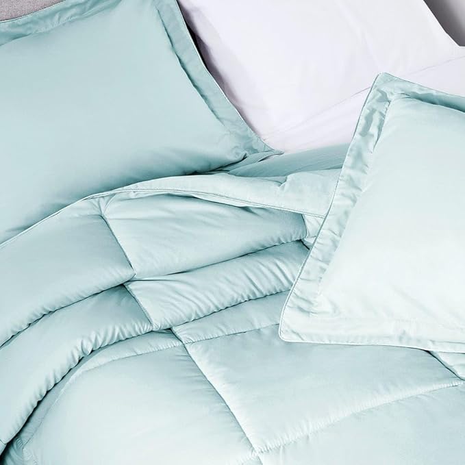 PeachSkinSheets Night Sweats: The Original 1500TC Soft Super Full/XL Full Oversized Comforter Set Beach Blue