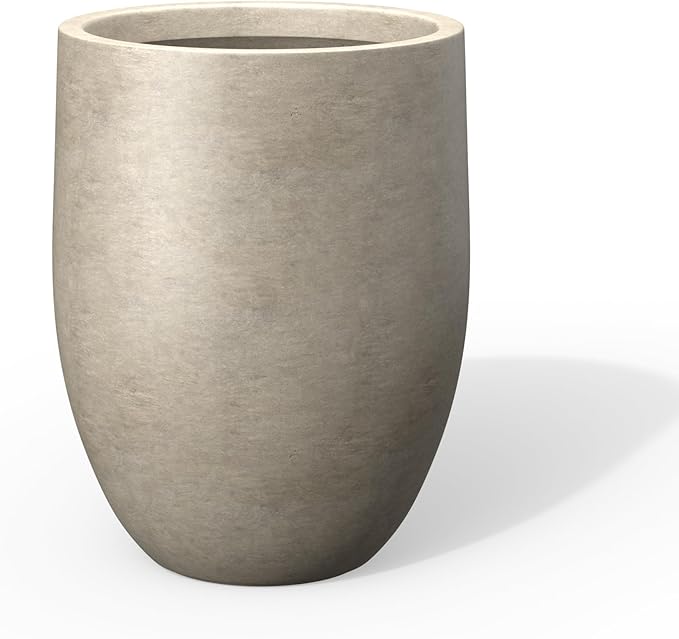 Kante Tall Concrete Planter, 21.7-Inch Height Weathered Concrete Large Indoor Outdoor Plant Pot with Drainage Hole for Patio Garden Home, Modern Decor for Flowers and Tree