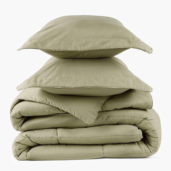 PeachSkinSheets Night Sweats: The Original 1500TC Soft Super Queen Oversized Comforter Set Sage Green