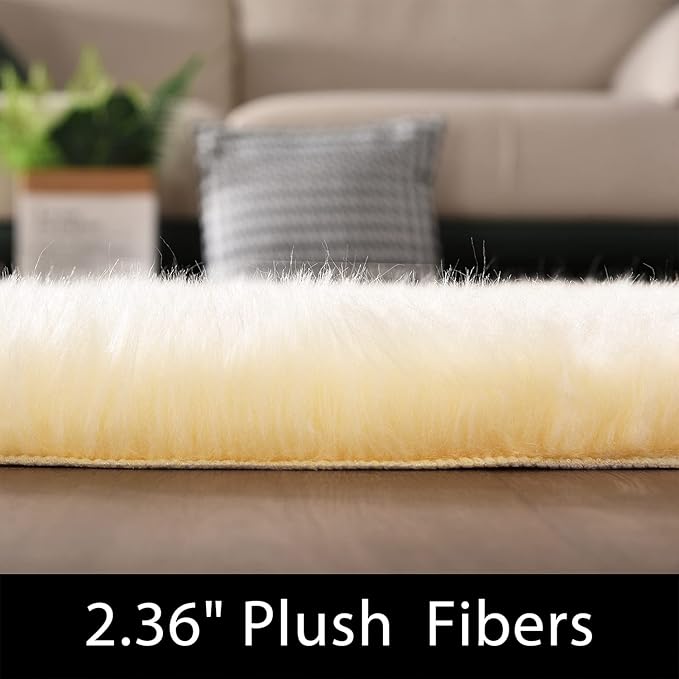 Latepis Yellow Area 5x8 Rugs Fluffy Faux Fur Washable Rug for Living Room Fuzzy Plush Rugs Luxury Home Décor, Rectangle