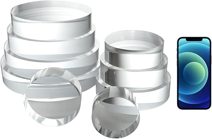 CiaoHER 2in Thickness 12in Diameter Acrylic Disc Display Block Clear Polished Round Pedestal Stand Riser 12" x 2", 1 Pack