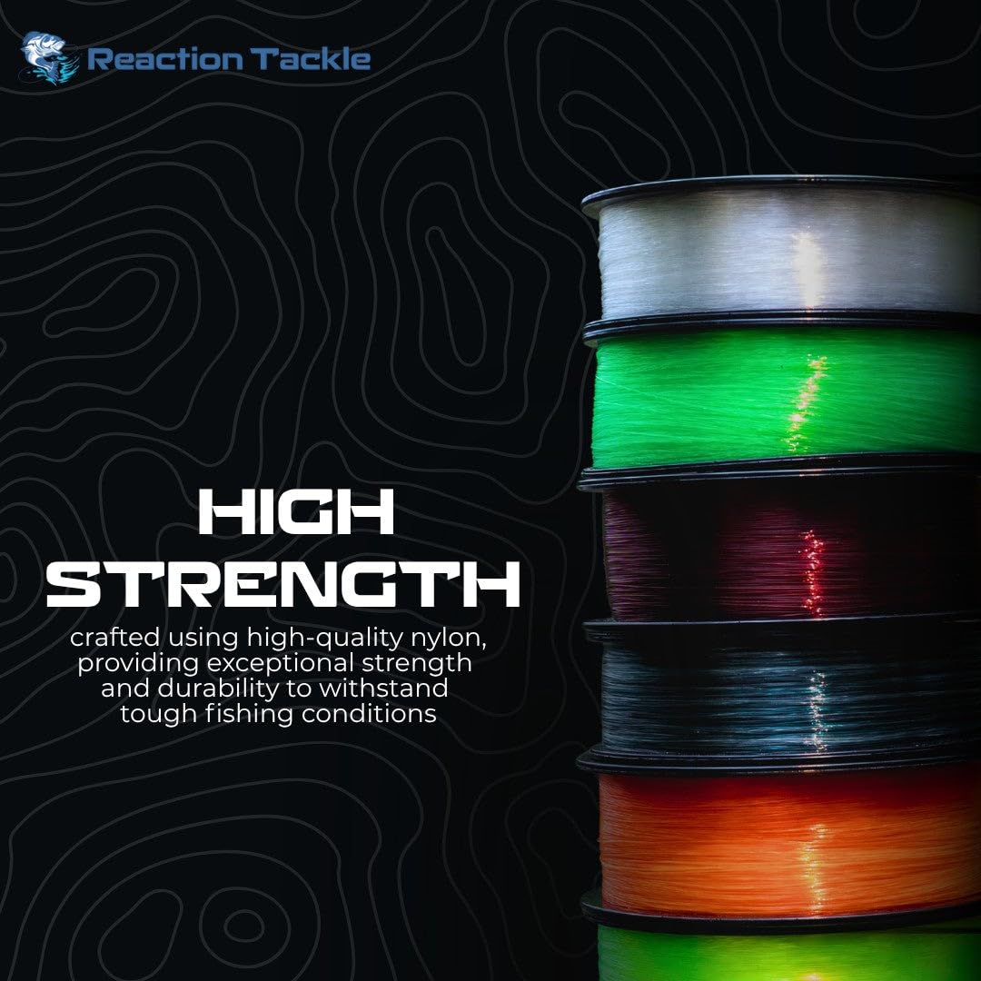 Reaction Tackle Monofilament Fishing Line - Premium Nylon Mono Line, Strong & Abrasion-Resistant, Low Memory for Smooth Long Casts - Freshwater & Saltwater - Hi Vis Orange | 10lb (350 Yards)