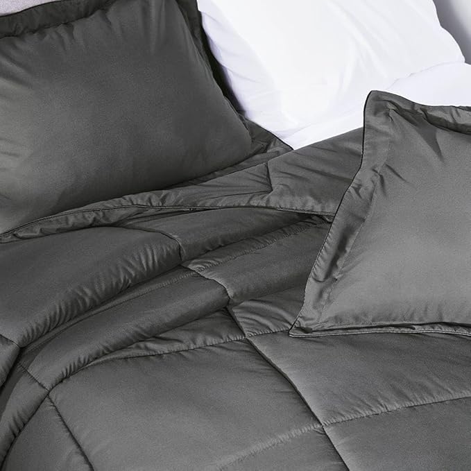 PeachSkinSheets Night Sweats: The Original 1500TC Soft Super Twin/XL Twin Oversized Comforter Set Graphite Gray