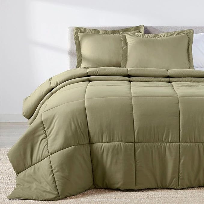 PeachSkinSheets Night Sweats: The Original 1500TC Soft Super King/Cal King Oversized Comforter Set Sage Green
