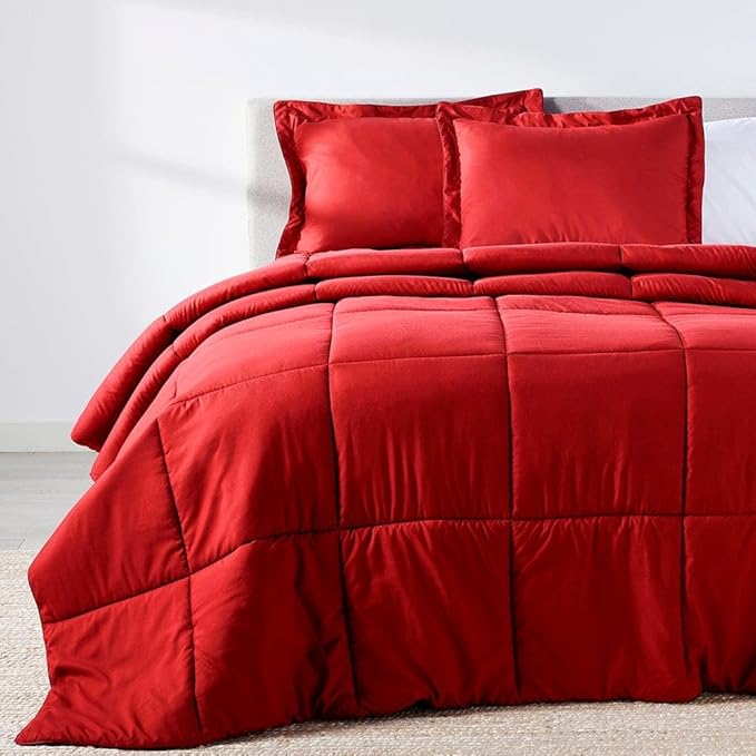 PeachSkinSheets Night Sweats: The Original 1500TC Soft Super Twin/XL Twin Oversized Comforter Set Red Velvet