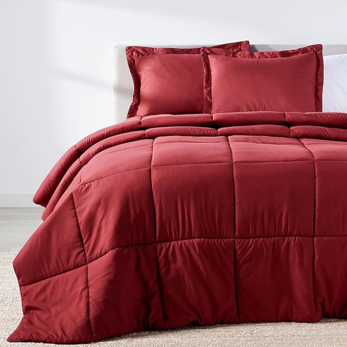 PeachSkinSheets Night Sweats: The Original 1500TC Soft Super King/Cal King Oversized Comforter Set Deep Crimson Red