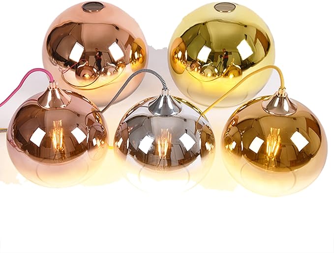 Gradient Silver Glass Globe Pendant Light,Spherical Glass Hanging Light Fixtures Island Ceiling Lamp (9.8'')