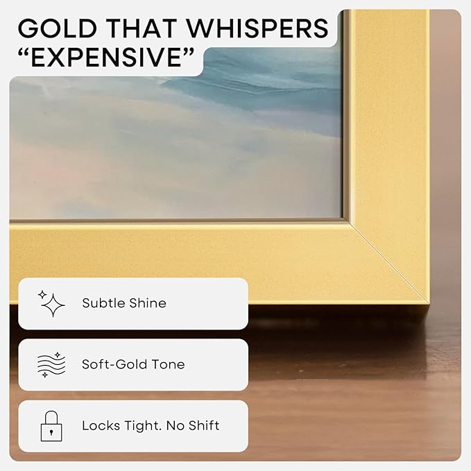 Homeforia 6x8 Picture Frame Gold, High End Metal 6 x 8 Frames with Mat 5 by 7 for Print, Photo Frame 6x8 Gold Matted to 5x7 inches Art, 6by8 Wall or Tabletop Frames, Tempered Glass, Wall Kit, Set of 3