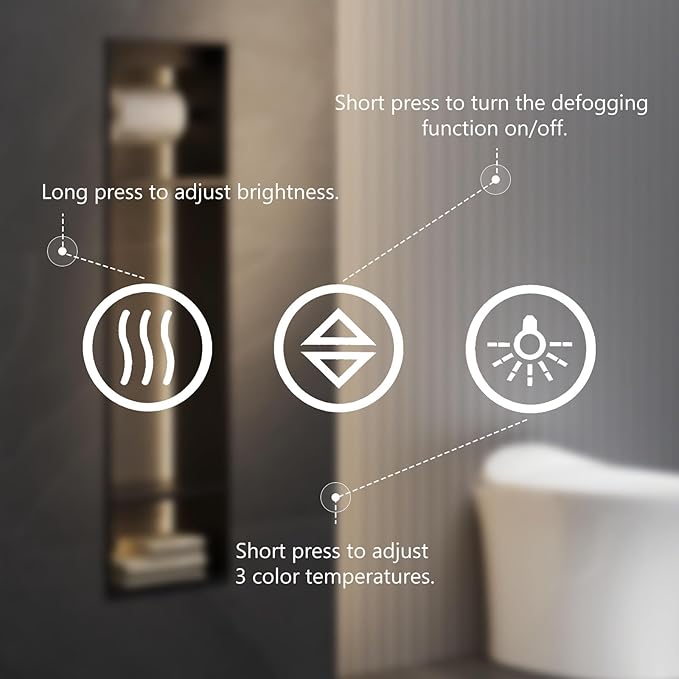 Sweetcrispy 24"x 32" Rectangle LED Bathroom Mirror,Front Light and Backlit, Adjustable Lights and Smart Memory Functionr - Enhanced Anti-Fog Feature, Pure White