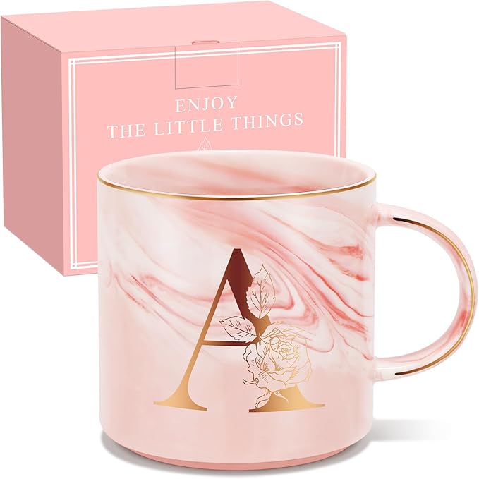 Valentines Day Gifts for Her, Anniversary Birthday Galentines Gifts for Women Mom Grandma Friend Sister Wife Teacher Coworker, Personalized Initial Customized Gift Monogrammed A-Z Coffee Mug 12 OZ