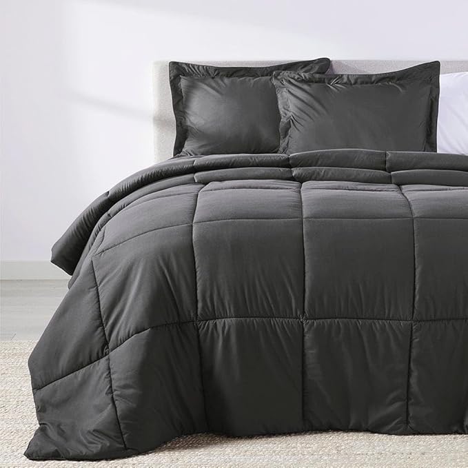 PeachSkinSheets Night Sweats: The Original 1500TC Soft Super Twin/XL Twin Oversized Comforter Set Graphite Gray