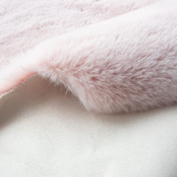 Pink Fluffy Shag Carpet Faux Bunny Washable Plush Fur Area Rugs for Bedroom 4x6 Nursery Rug for Living Room