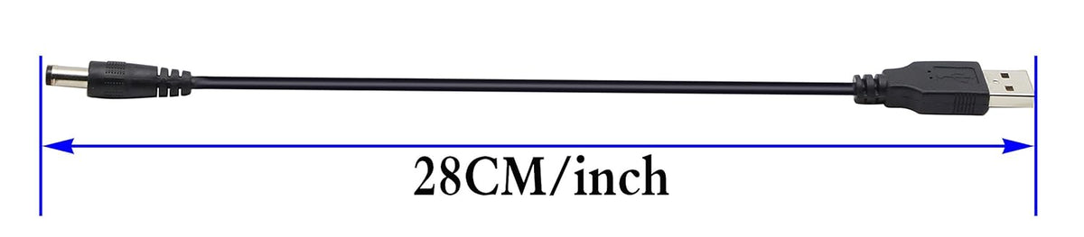 zdyCGTime 2.0 5.5x2.1mm 5 (28CM/11inch, 5.5x2.1mm)(2packs) USB A Male to DC Male Adapter Cable Volt DC Barrel Power