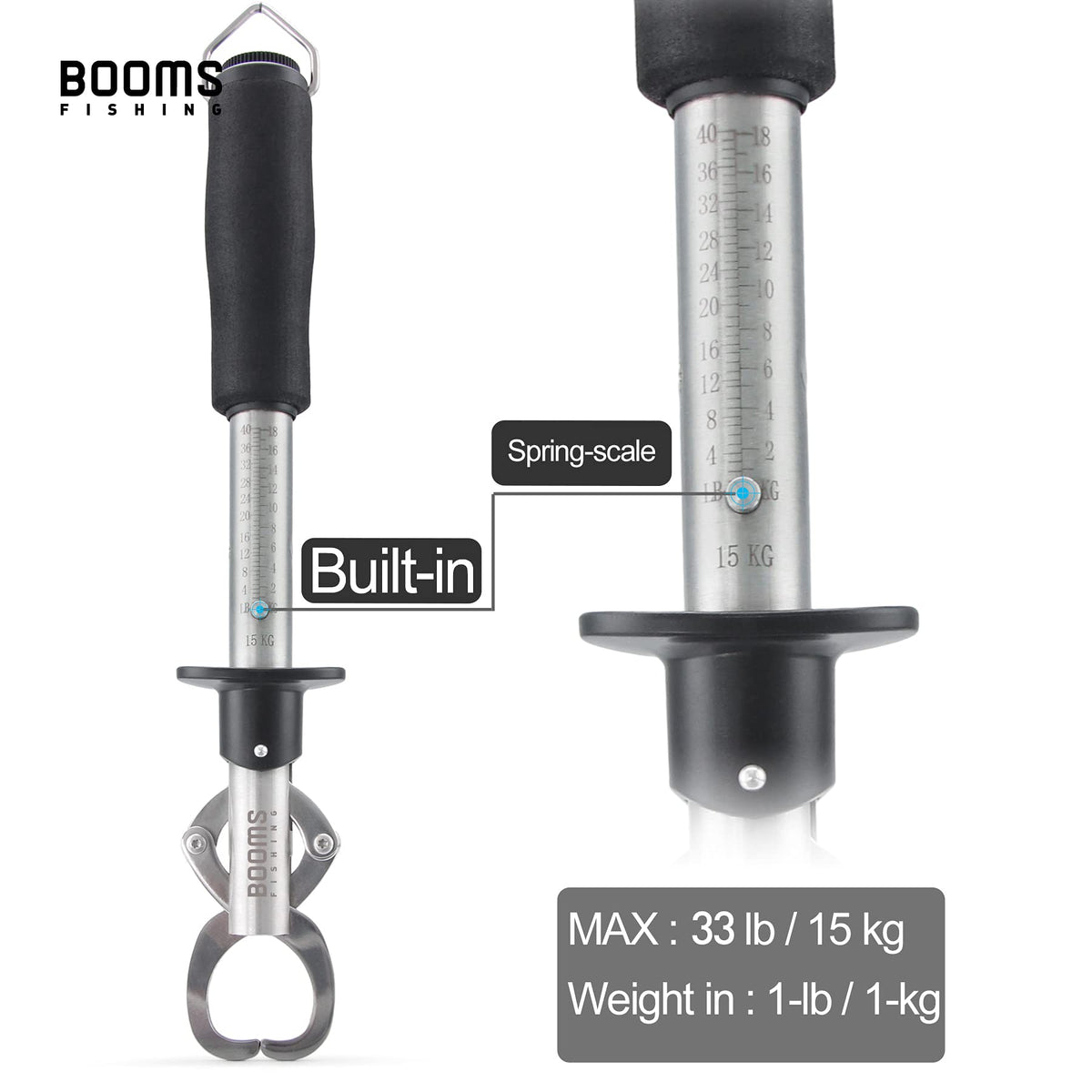 Booms fishing G1 Fish Gripper Grip and Hold Fish with Tight Grip Largest Model Built-in Scale
