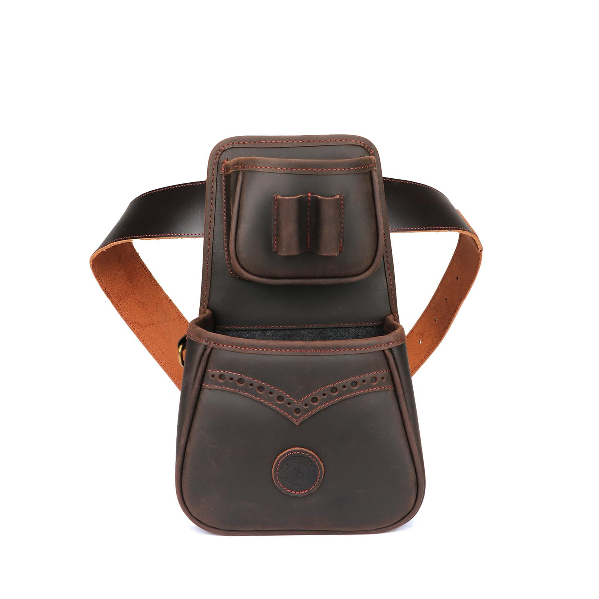 TOURBON Leather Shotgun Shell Holder Ammo Pouch with 1 Box Bullet Carrier
