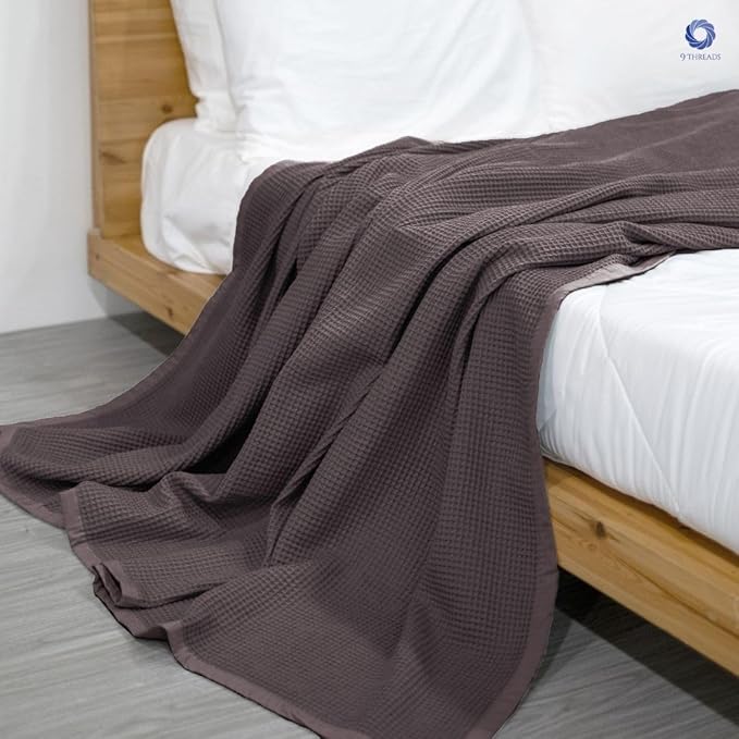 GOTS Certified Organic Cotton Waffle Weave Blanket, Twin Bed Size, 66"X90"Cozy Throw Blanket for Couch, Modern Home Decor, Throw Blankets,Waffle Blanket & Soft Bed Blankets -Charcoal Grey