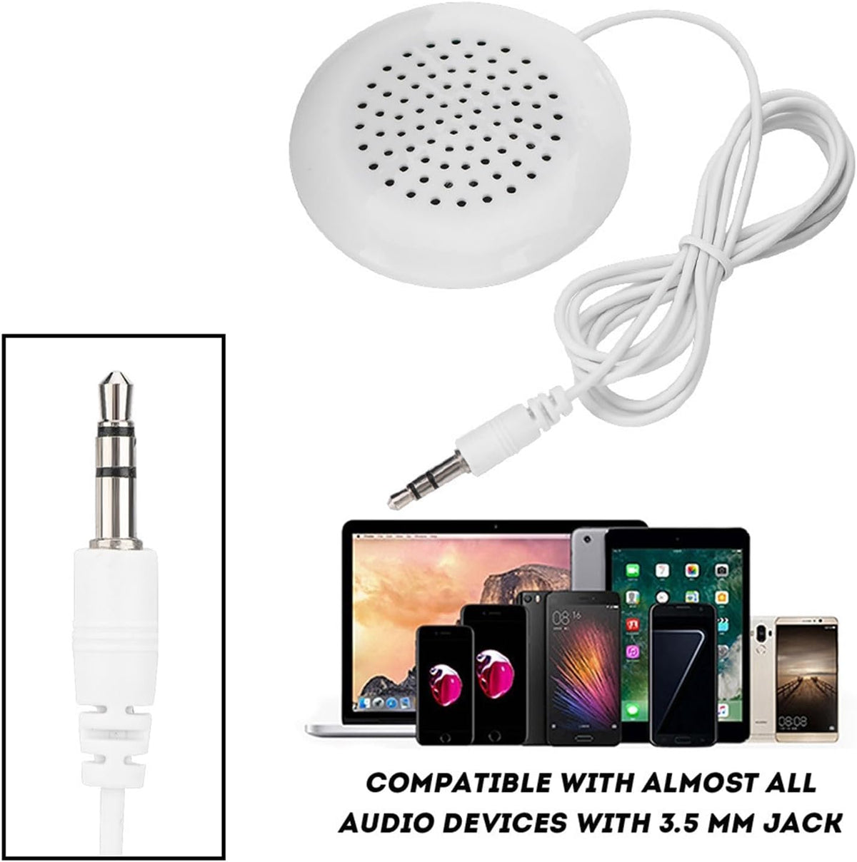 WQAPVHBG 3.5mm 2.4in 0.6in Mp3, Mp4, Portable DIY Pillow Speaker, White Mini Stereo Speaker, Mini Portable Line