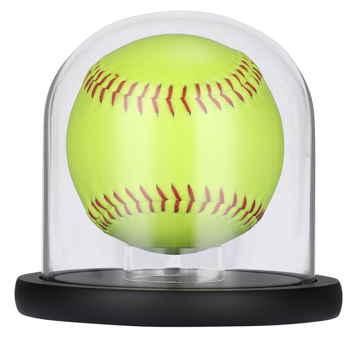 GUSHBIN Softball Display Stand Glass Ball Holder with Acrylic Stand Clear Round Baseball Holder Sport Collection Showcase Box for Tennis Pool Balls Golf Balls