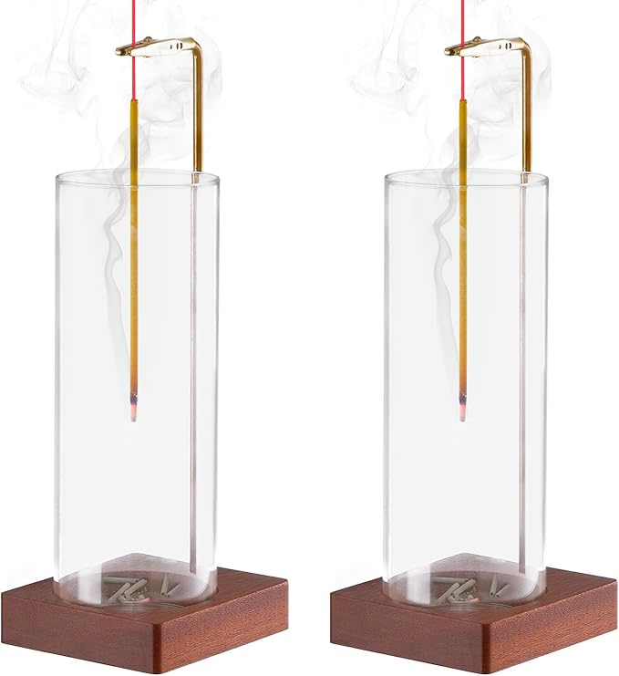 2 Pack Incense Holder for Sticks, Insence-Stick Holder Ash Catcher with Removable Glass [Anti-Ash Flying], Mess-Free Incense Burner, Perfect for Meditation Yoga Relaxation, Home Decor