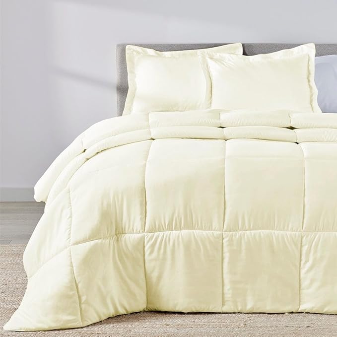 PeachSkinSheets Night Sweats: The Original 1500TC Soft Super Twin/XL Twin Oversized Comforter Set Vanilla Bean