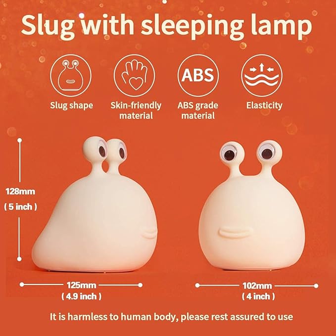 MUID Original Authentic Slug Night Light, Nursery Squishy Lamp, Silicone Light for Classroom, Cute Animal Bedside Lamp for Baby Kids Teens, Soft Light for Bedroom Breastfeeding.