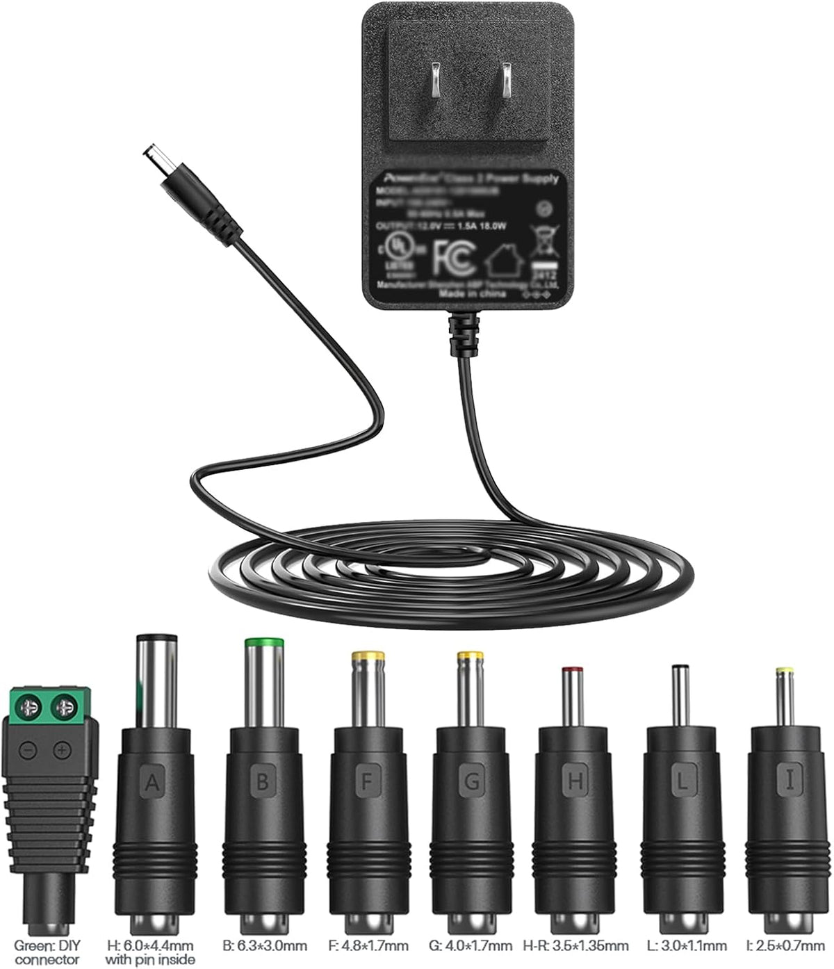 GGRD 12V 2A 8 12Volts 500mA-2000mA Power Supply AC Adapter Replacement with Tips, Universal Regulated Regulated Power